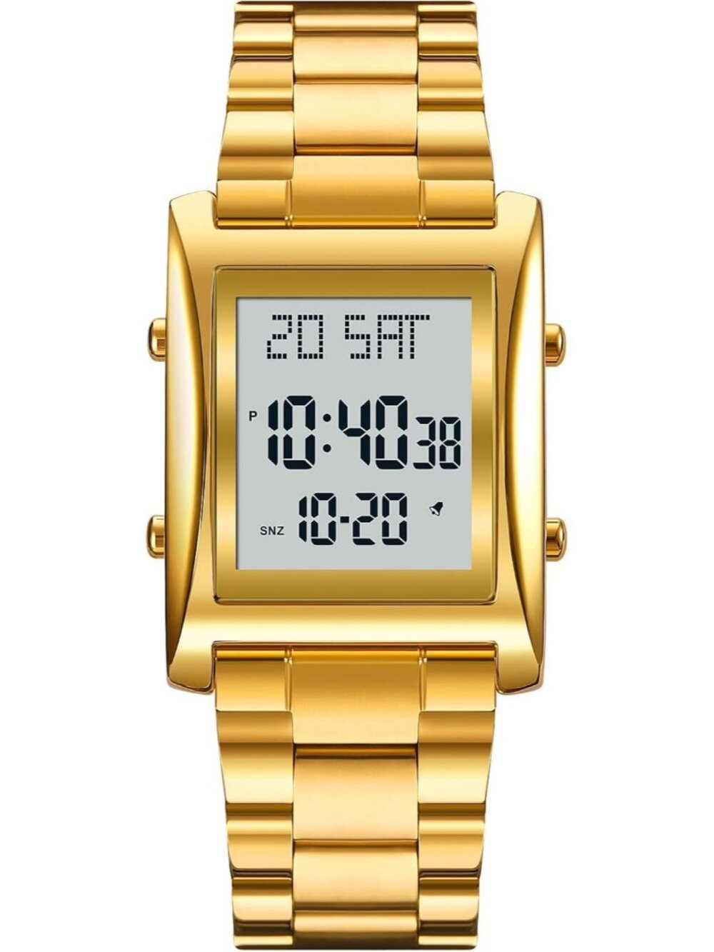 Men's Gold Waterproof Stainless Steel Digital Square Case Simple Wrist Watches - Picture 2 of 6